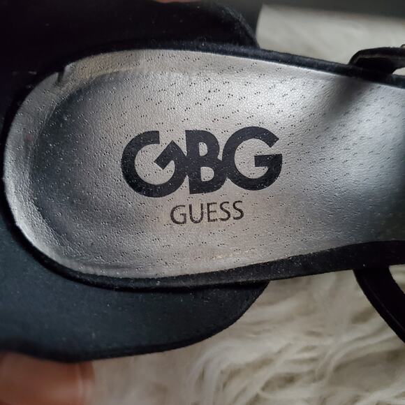 GBG Guess Black Open Toe Platform Stiletto Heels 9M - Picture 8 of 9